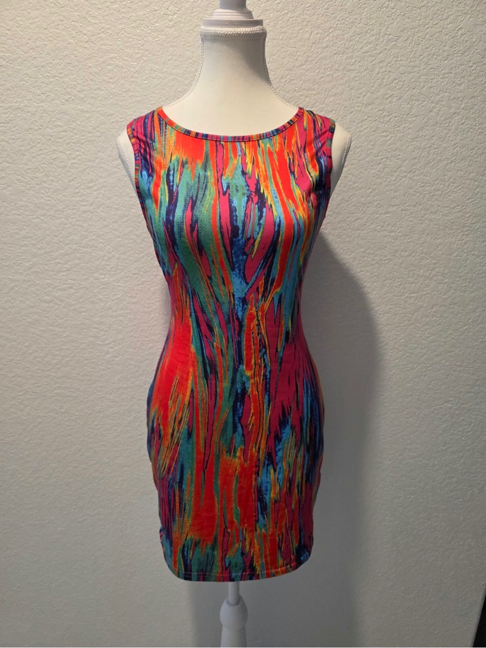 SHEIN Multicolor Abstract Print Sleeveless Mini Dress